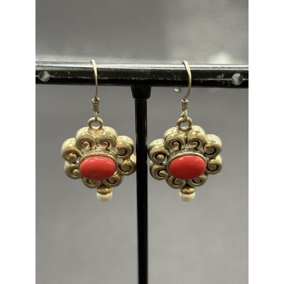 Jewelry - Vintage Sterling Silver Jasper Agate Dangle Earrings 6.7 Grams G7